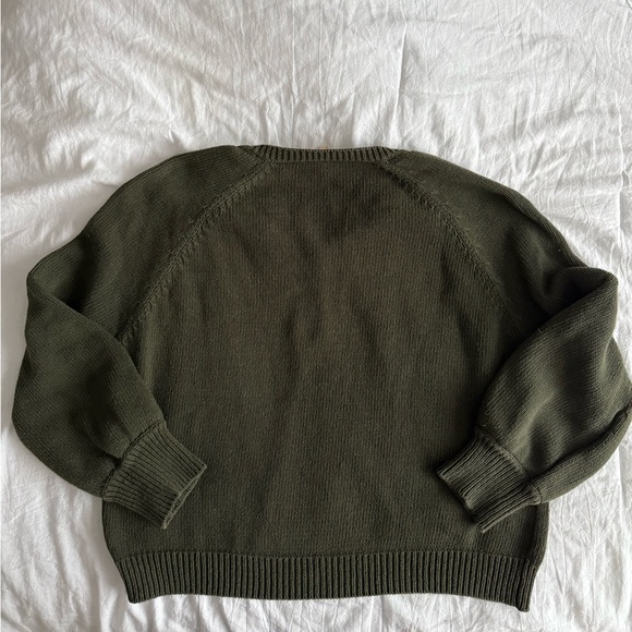 Sezane Olive Green Crew Neck Sweater - Picture 6 of 8